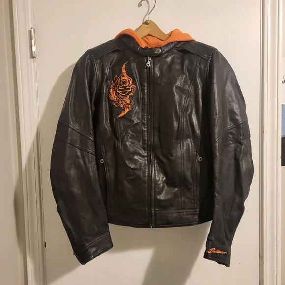 Harley Davidson Jacket and Chaps Set Orange Embroidery Large - Picture 10 of 16